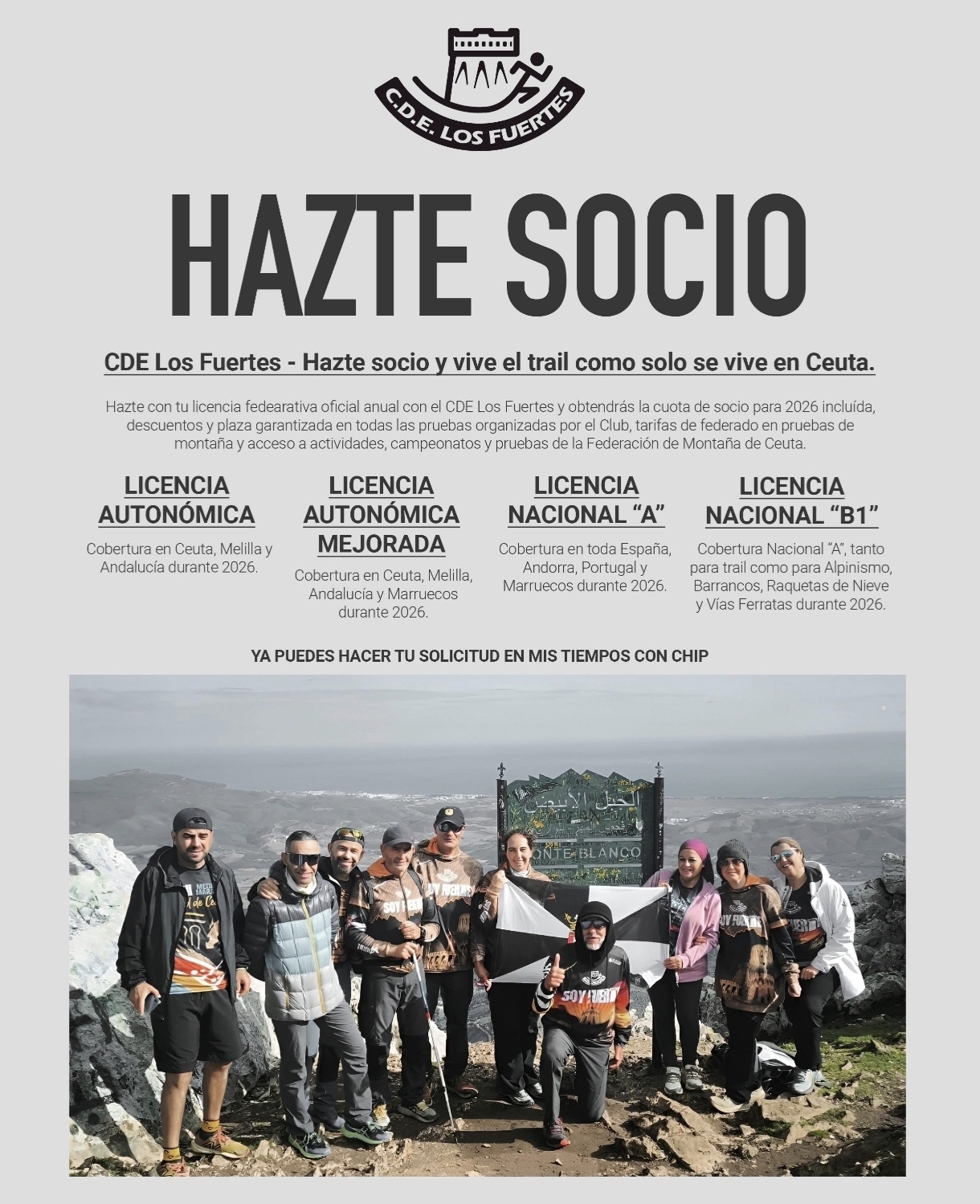 SOCIOS Y LICENCIAS FEDERATIVAS EN MONTAÑA CON CDE LOS FUERTES