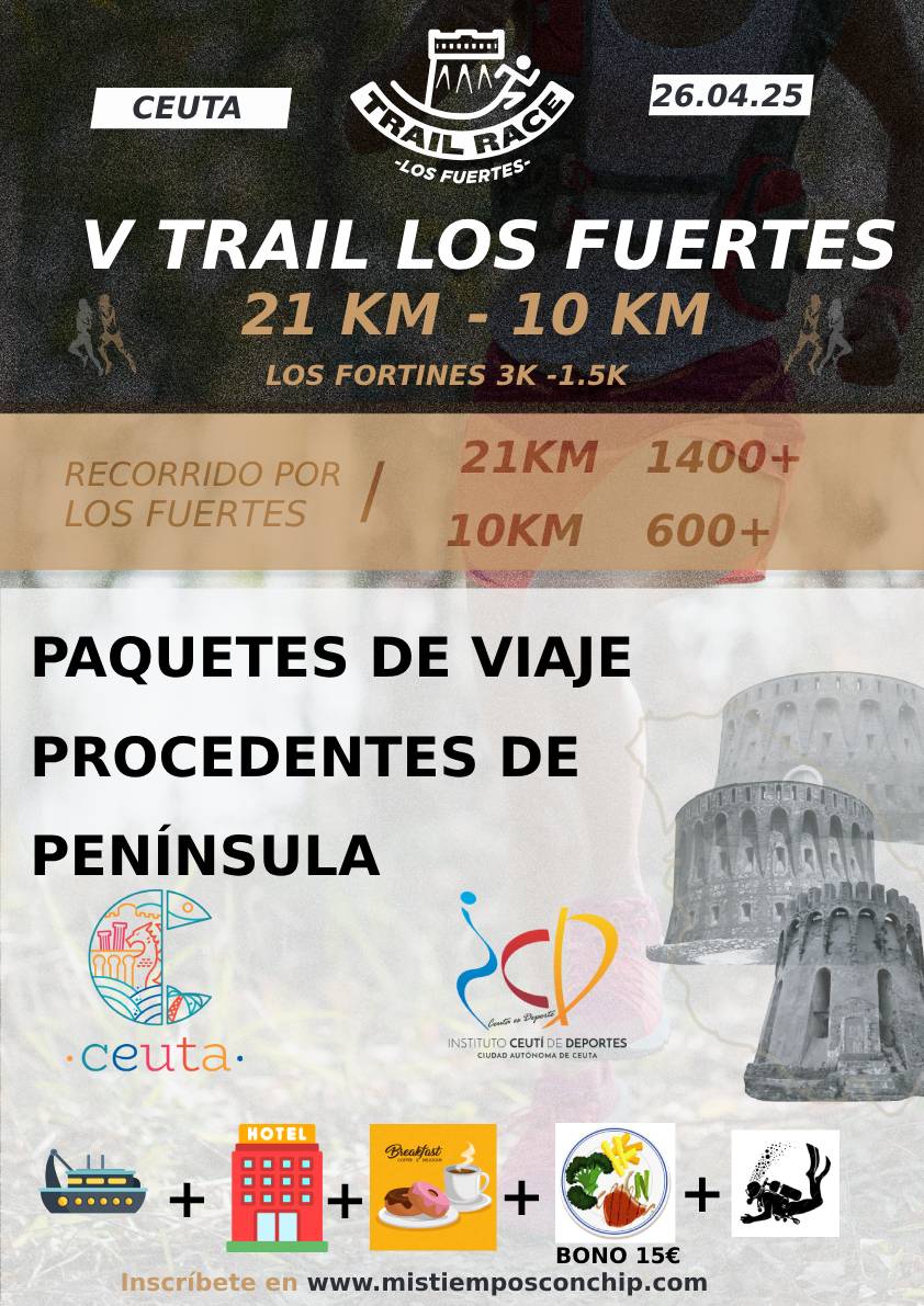 PAQUETES DE VIAJE PENINSULARES V TRAIL LOS FUERTES CIUDAD DE CEUTA